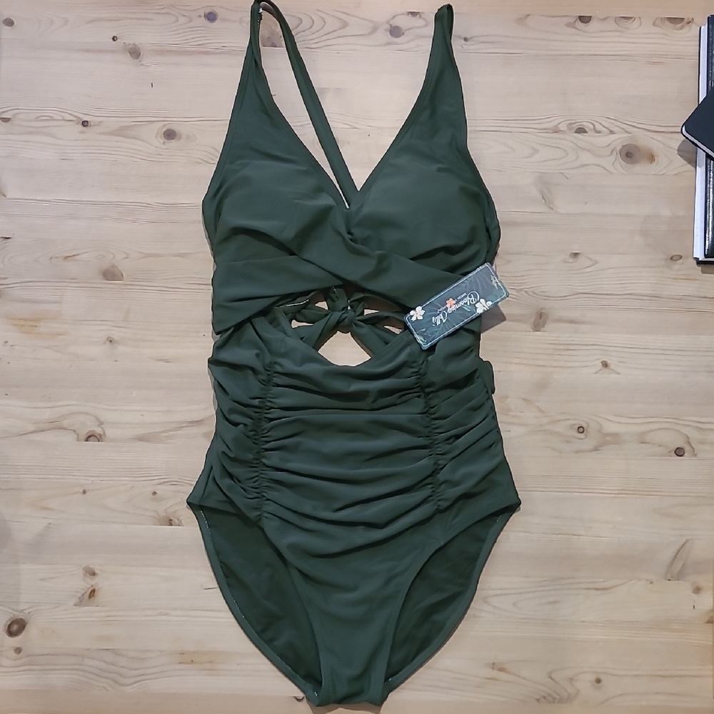 Olive Green One Piece Swimsuit